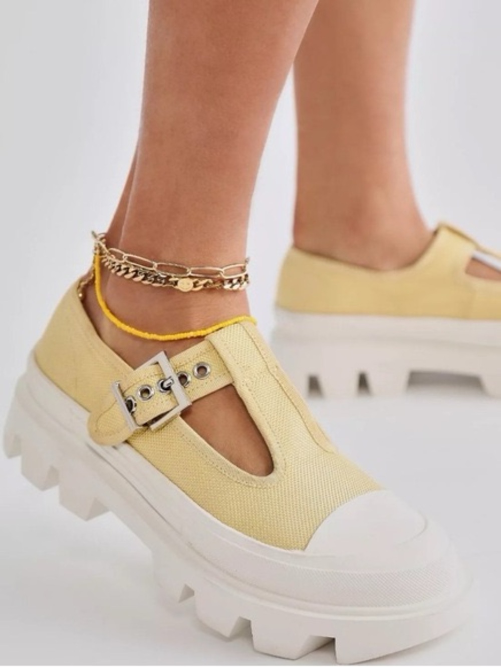 Jeffrey Campbell Yellow Mary Jane Platform Shoes - 6